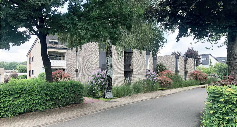Visualisierung der beiden Mehrfamilienhäuser in Lienen von der Straße aus